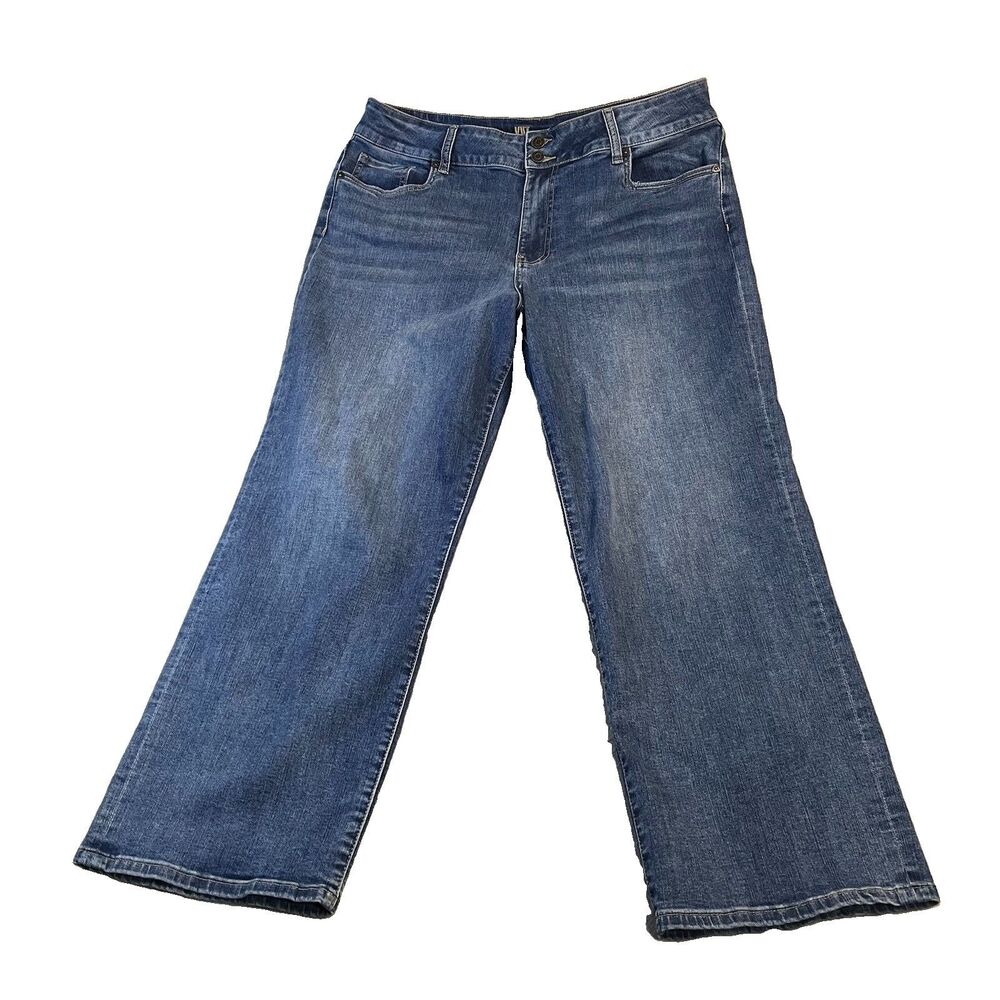 KUT From The Kloth Lucy High Rise Wide Leg Crop Stretch Denim Jeans Womens Sz 16